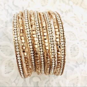 Wrap bracelet gold and crystal magnetic closure 8”